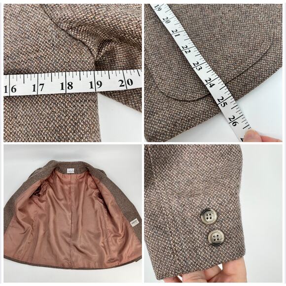 Vtg Nordstrom Weathervane Wool Skirt Suit Women Blazer 10 Skirt 12 Brown Tweed - Picture 10 of 10